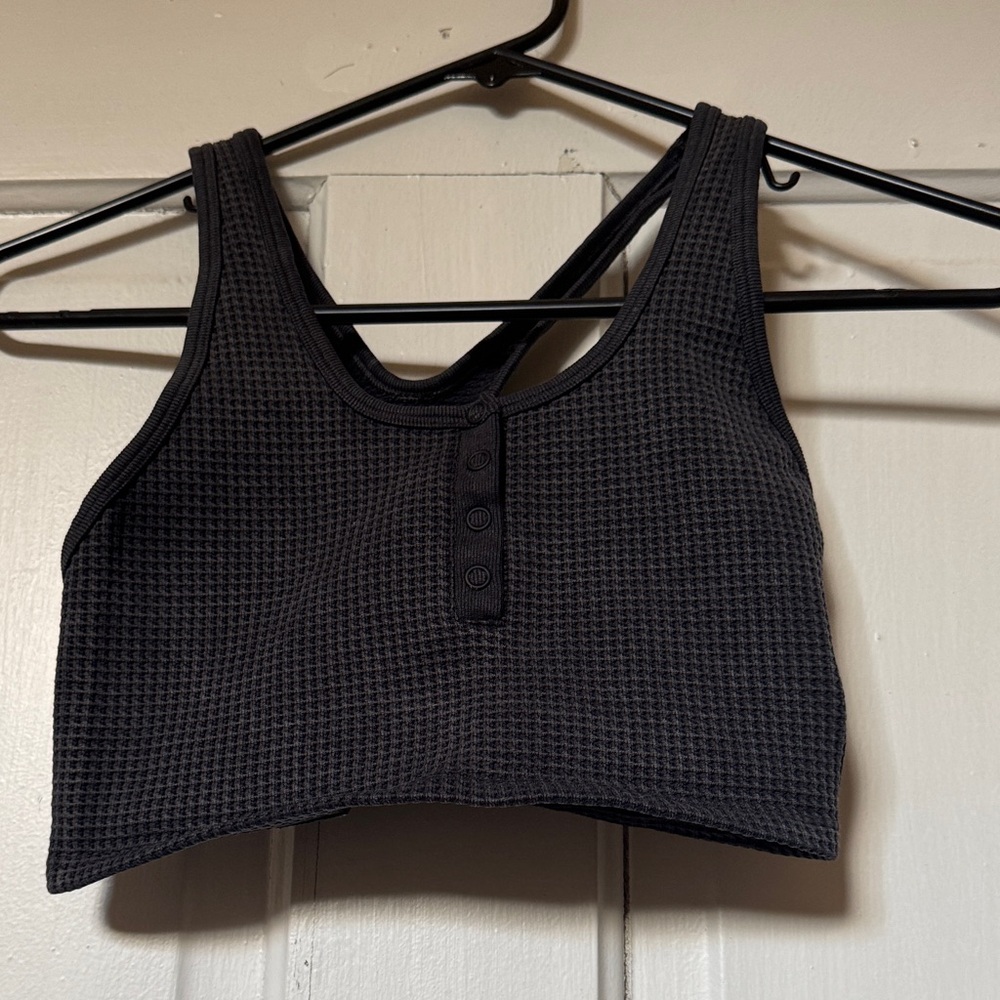 Aerie Black Waffle Knit Tank Top